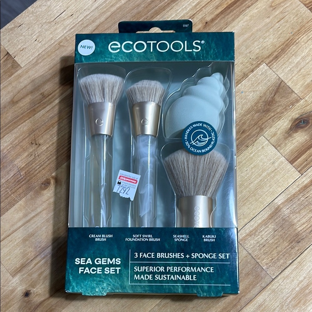EcoTools Sea Gems Brush and Sponge Set - Cream and Gold